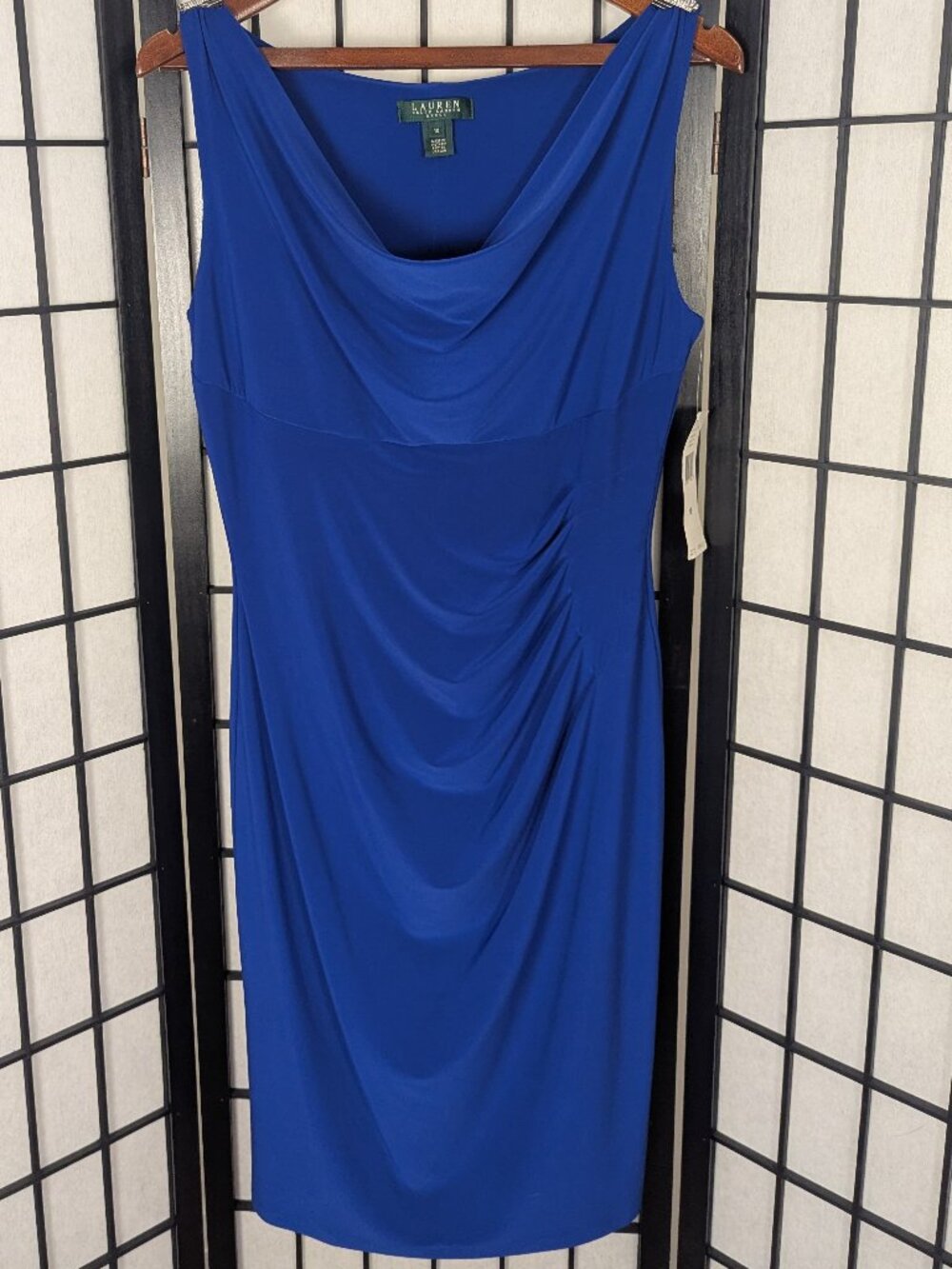 Lauren Ralph Lauren Cobalt Blue Ruched Faux Wrap Dress NWT | Size 10